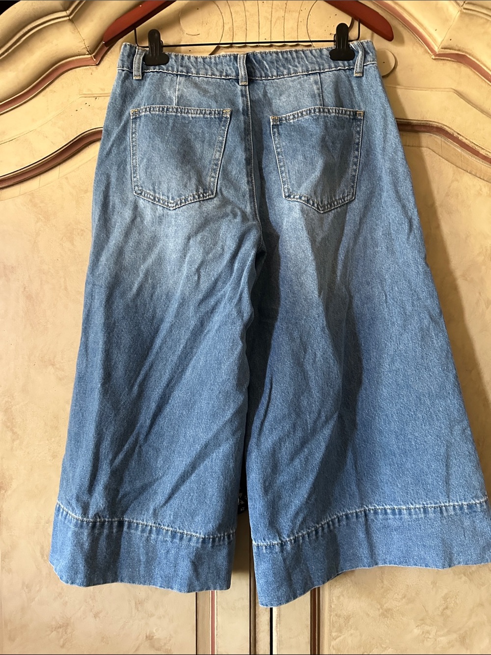Veveret Light Blue Denim Jean Shorts - High-Waist Wide Leg Culottes size Large - Picture 3 of 3